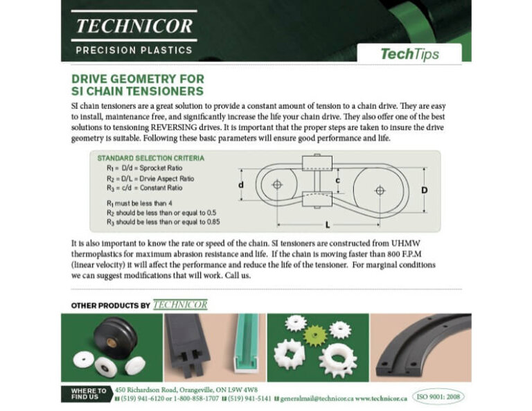 Drive Geometry for SI chain Tensioners