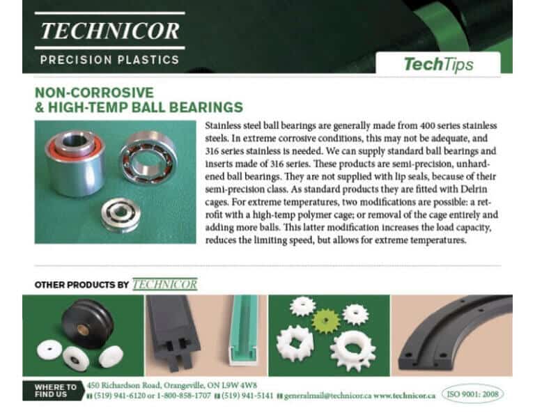 Non-Corrosive & High-Temp Ball Bearings